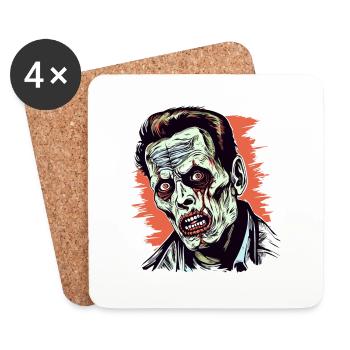 60s Horror Movie Character Illustration - Coasters (set of 4) - white - Front