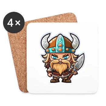 Les conquêtes de Ragnar: Cartoon Viking Ragnar - Dessous de verre (lot de 4) - blanc - Devant