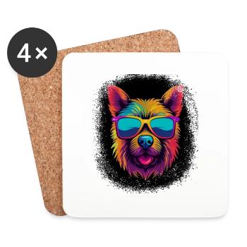 Amoureux des animaux Super cadeau amical pour les chiens Bday Dogs - Dessous de verre (lot de 4) - blanc - Devant