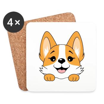Peeping glücklicher Corgi - Untersetzer (4er-Set) - Weiß - Vorne