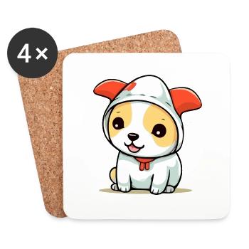 Milko le chien heureux - Dessous de verre (lot de 4) - blanc - Devant