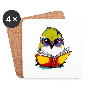 Bako, der gelehrte Vogel - Untersetzer (4er-Set) - Weiß - Vorne