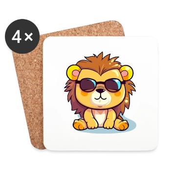 Corky the lion - Coasters (set of 4) - white - Front