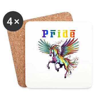 Ride with Pride Majestic Rainbow Pegasus - Coasters (set of 4) - white - Front