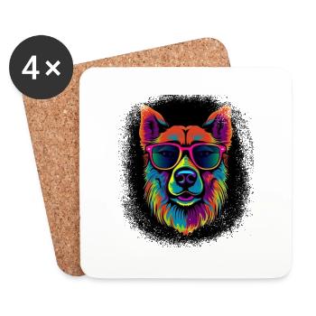 Idée cadeau d’anniversaire Patte Chien Amour Beagle Papa Pet - Dessous de verre (lot de 4) - blanc - Devant