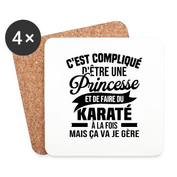 Princesse et karaté - Dessous de verre (lot de 4) - blanc - Devant