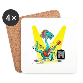 Dino Rasta Cool #2 - Coasters (set of 4) - white - Front