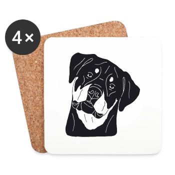 Rottweiler - Untersetzer (4er-Set) - Weiß - Vorne