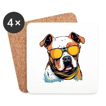 Jok die Bulldogge - Untersetzer (4er-Set) - Weiß - Vorne