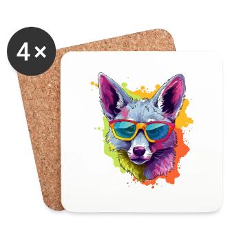 Leo the bespectacled jackal - Coasters (set of 4) - white - Front