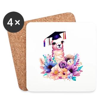 Certificat de fin d’études en alpaga - Dessous de verre (lot de 4) - blanc - Devant