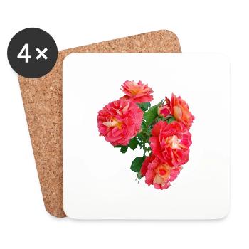 Rosier rouge - Dessous de verre (lot de 4) - blanc - Devant