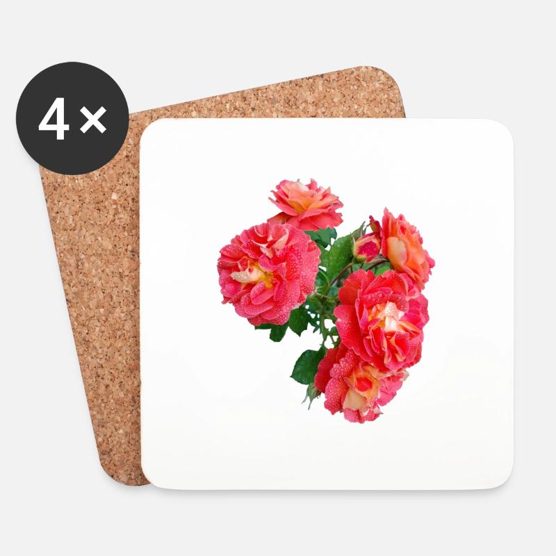 Red rose bush - Coasters (set of 4) - white