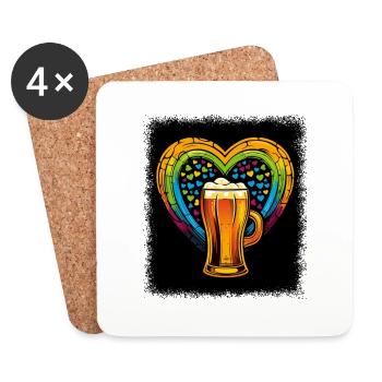 Années 1960 Présent Idée Amour heureux Paix pour Paris - Dessous de verre (lot de 4) - blanc - Devant