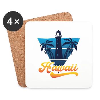 Hawaii Lighthouse Beach Design - Coasters (set of 4) - white - Front