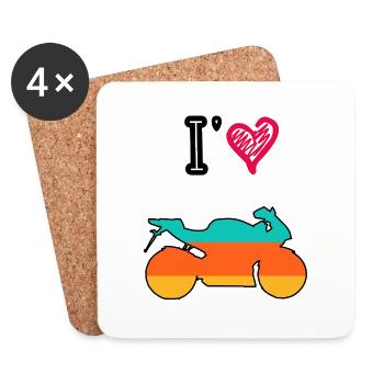 Vintage motorcycle - Coasters (set of 4) - white - Front