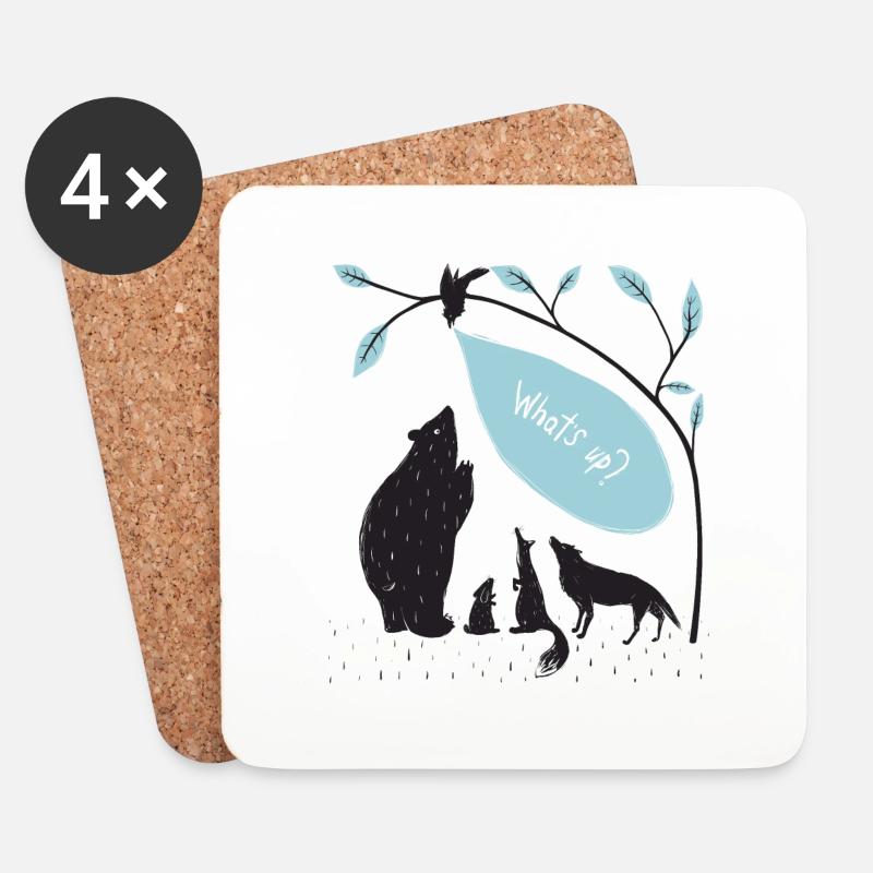 Tiere - Untersetzer (4er-Set) - Weiß