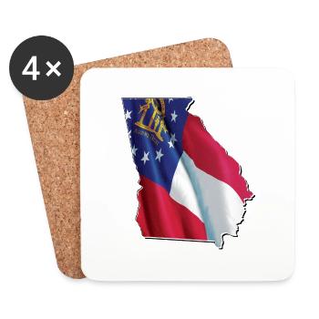 Géorgie (États-Unis) | Drapeau réel | Carte du drapeau - Dessous de verre (lot de 4) - blanc - Devant