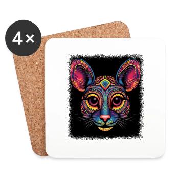 contrastcoffeemug cat animals wisdom - Coasters (set of 4) - white - Front