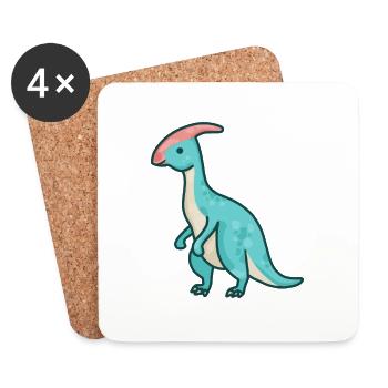hugadino Parasaurolophus dino, mignon dinosaure - Dessous de verre (lot de 4) - blanc - Devant