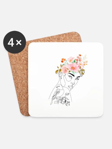 Hair in bloom - Coasters (set of 4) - white