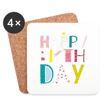 Geburtstag - Untersetzer (4er-Set) - Weiß - Vorne