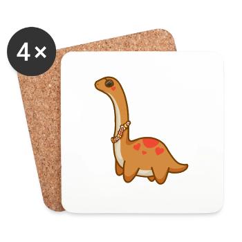Dino bronzé hugadino, mignon dinosaure - Dessous de verre (lot de 4) - blanc - Devant