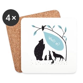 Tiere - Untersetzer (4er-Set) - Weiß - Vorne