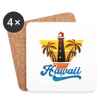 Hawaii Lighthouse Beach Design - Coasters (set of 4) - white - Front