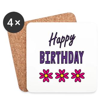 JAHRESTAG. ALLES GUTE ZUM GEBURTSTAG. ALLES GUTE ZUM GEBURTSTAG. - Untersetzer (4er-Set) - Weiß - Vorne