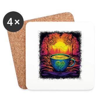 hippie festival quote 1960s funky peace symbol - Untersetzer (4er-Set) - Weiß - Vorne