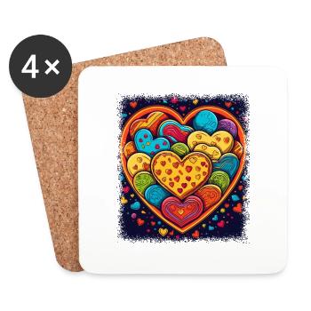 peace sign bird funny love jokes heart bday - Coasters (set of 4) - white - Front