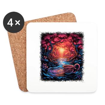 coeur hippie colombe de la paix bday désarmement - Dessous de verre (lot de 4) - blanc - Devant
