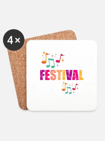 Summer Festival - Coasters (set of 4) - white
