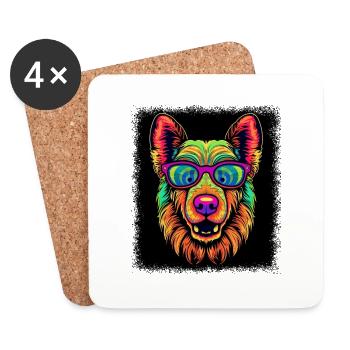 Dog Paw Beagle Daddy Animal Birthday Present - Coasters (set of 4) - white - Front