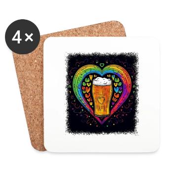 Beer Tee Funny Beer Top Booze Sorority - Dessous de verre (lot de 4) - blanc - Devant