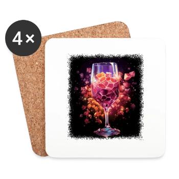 déclaration vestimentaire drôles dictons bière vin rouge - Dessous de verre (lot de 4) - blanc - Devant