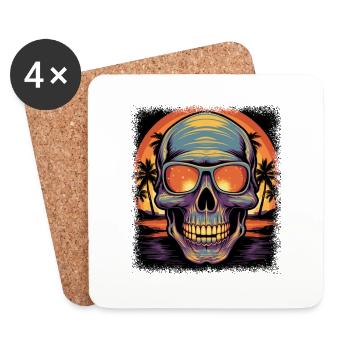 skateboarding gift idea birthday fuck you skeleton - Coasters (set of 4) - white - Front