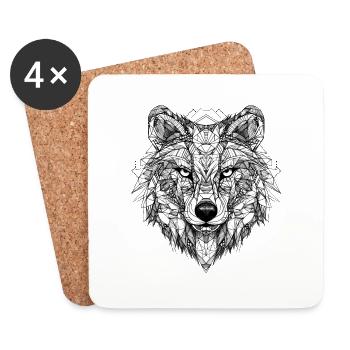 Wolf Geometric - Coasters (set of 4) - white - Front