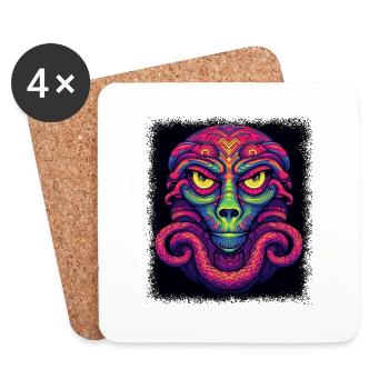 Cadeaux de serpent pour les blagues de Noël - Dessous de verre (lot de 4) - blanc - Devant