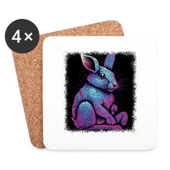 Drôles de dictons Lapin Idée de cadeau d’anniversaire - Dessous de verre (lot de 4) - blanc - Devant