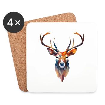Deer Geometric - Coasters (set of 4) - white - Front