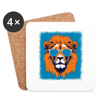 children lion head comic and sarcastic happy big - Untersetzer (4er-Set) - Weiß - Vorne