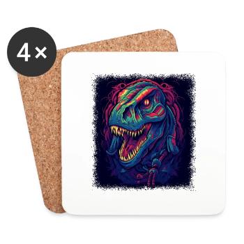 Dino Present Idea Trex Bicycle Ride T Rex Boys - Dessous de verre (lot de 4) - blanc - Devant