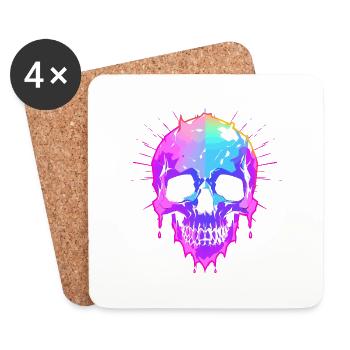 Skull colored - Coasters (set of 4) - white - Front