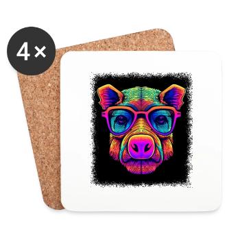 funny quote bbq smoker birthday geek quote pigs - Untersetzer (4er-Set) - Weiß - Vorne