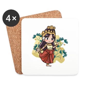 Kambodscha Tradition Tanz Khmer Apsara I Geschenk - Untersetzer (4er-Set) - Weiß - Vorne