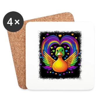 Cool salle de bain cadeau anniversaire cadeau canard 8 bit - Dessous de verre (lot de 4) - blanc - Devant