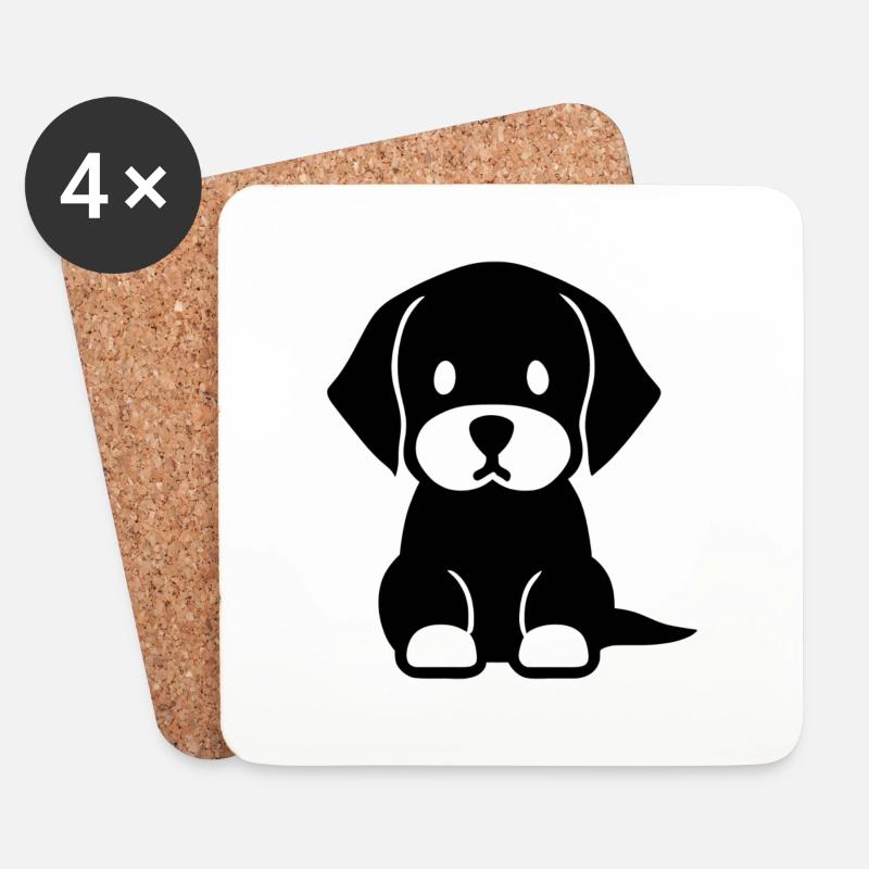 Niedlicher Welpe in schlichtem Icon-Design - Untersetzer (4er-Set) - Weiß
