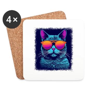 humor cat owner animal love present idea pet cat - Coasters (set of 4) - white - Front